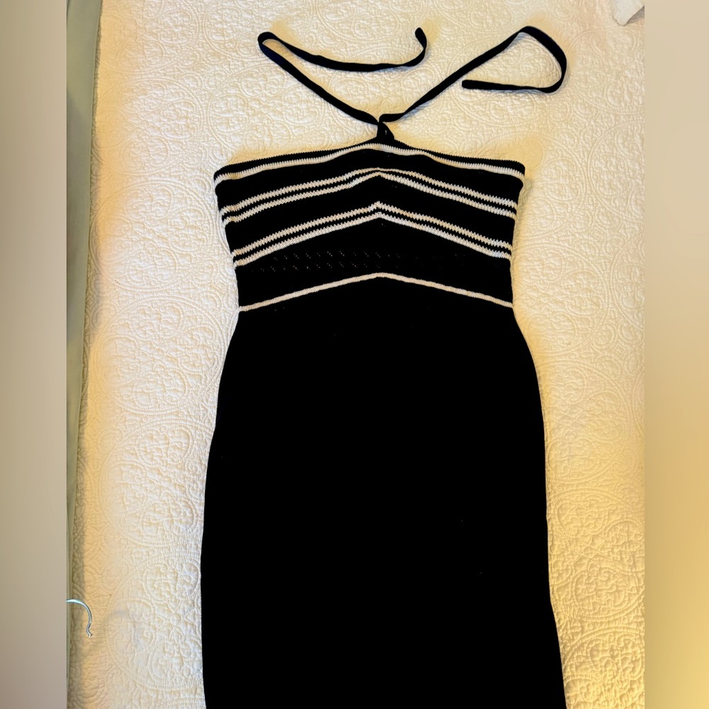 Ramy brook Black and White Halter sweater Dress. NWT